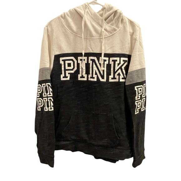 PINK Victoria's Secret Tops - Victoria’s Secret‎ Pink Sweatshirt Hoodie Womens M Colorblock Logo Pullover Y2K